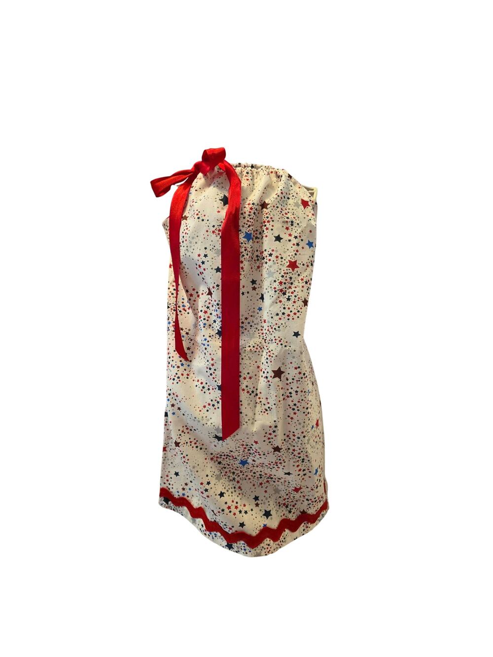 Homemade Sewn Minimalist Rick Rack Americana 4th of July Dress Toddlers Girls 2T